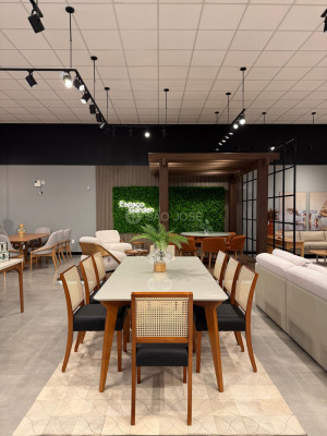 Conjunto Mesa Orit vidro e 8 Cadeiras Ravena - São José Store - 