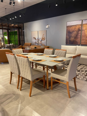 Conjunto Mesa Milo Vidro e Cadeira Carpi - São José Store - 