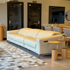 Sofá Croá Salva 3,20m Couro Legítimo Abertura Elétrica - 