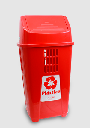 LIXEIRA PL. SELETIVA BASC. VERMEL 50LT