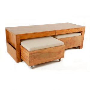 Mesa de Centro Âmbar de Madeira com Puff