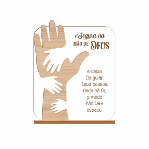 PE-001 - Enfeite de Mesa Segura na Mão de Deus