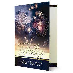 MB-034 - Cartão Os fogos anunciam a chegada de um ano novo! - Com aplique MB-034 - Cartão Os fogos anunciam a chegada de um ano novo! - Com aplique
