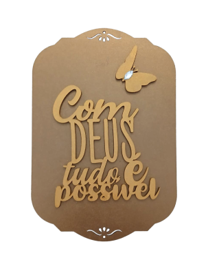 PF-003 - Placa de Fé com Deus tudo é possível