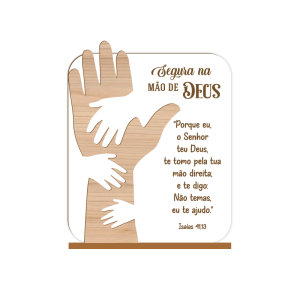 PE-005 - Enfeite de Mesa Segura na Mão de Deus