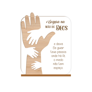PE-001 - Enfeite de Mesa Segura na Mão de Deus PE-001 - Enfeite de Mesa Segura na Mão de Deus