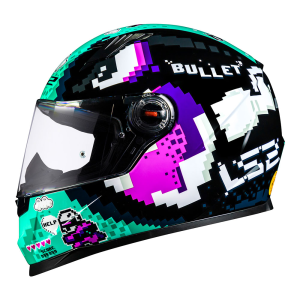 CAPACETE LS2 FF358 BULLET (56=S) PR/VD BRILHO - 