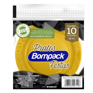 PRATOS DESCARTÁVEIS PREMIUM COLORIDOS 15CM / 10 UNIDADES - BOMPACK - 