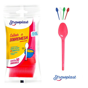 COLHERES COLORIDAS SOBREMESA 50 UNIDADES - STRAWPLAST - 