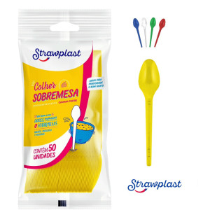 COLHERES COLORIDAS SOBREMESA 50 UNIDADES - STRAWPLAST - 