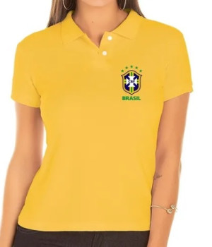 CAMISA GINGA FEMININA BRASIL BABY LOOK AM/VD/AZ