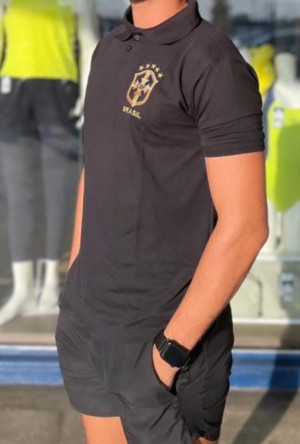 CAMISA GINGA MASCULINA BRASIL POLO ADULTO PR/DR