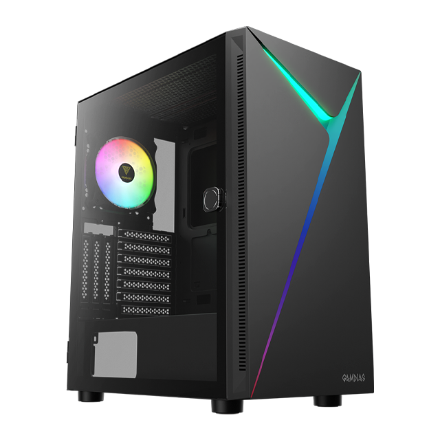 Gabinete Gamdias Argus E4 Elite Black Templado 1x12cm ARGB