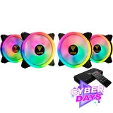 CYBER DAYS Cooler Fan KIT Gamdias Aeolus M2-1204R Black ARGB (4x120mm + Controladora + Remoto)