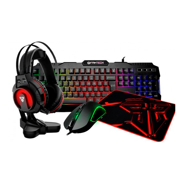 Kit Gamer 5 en 1 Fantech P51 Black Teclado. Mouse. Pad. Auricular y Soporte