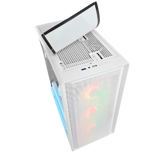 Gabinete Sentey Strega M40 White Templado Mesh 4x12Cm ARGB