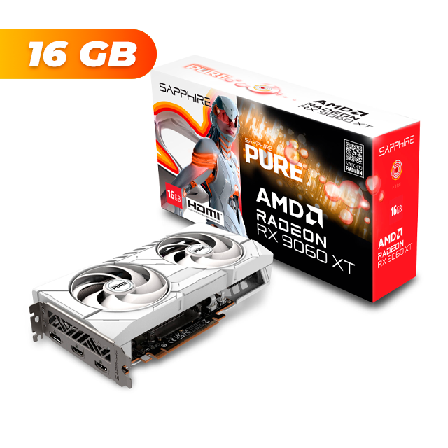 Placa de Video Sapphire Radeon  RX 9060 XT PURE 16Gb GDDR6
