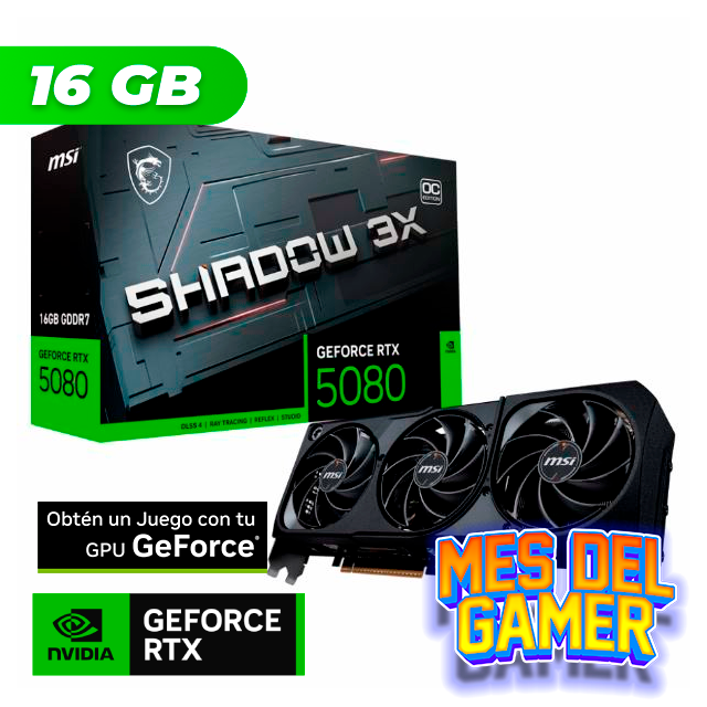 MES GAMER Placa de Video MSI NVIDIA GeForce RTX 5080 SHADOW 3X OC 16GB GDDR7 + BORDERLANDS 4
