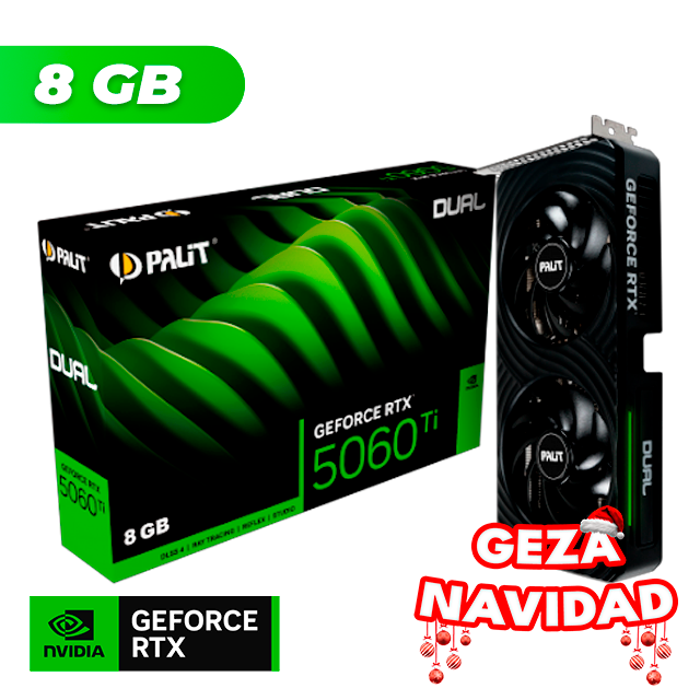 NAVIDAD Placa de Video Palit NVIDIA GeForce RTX 5060 TI DUAL 8GB GDDR7