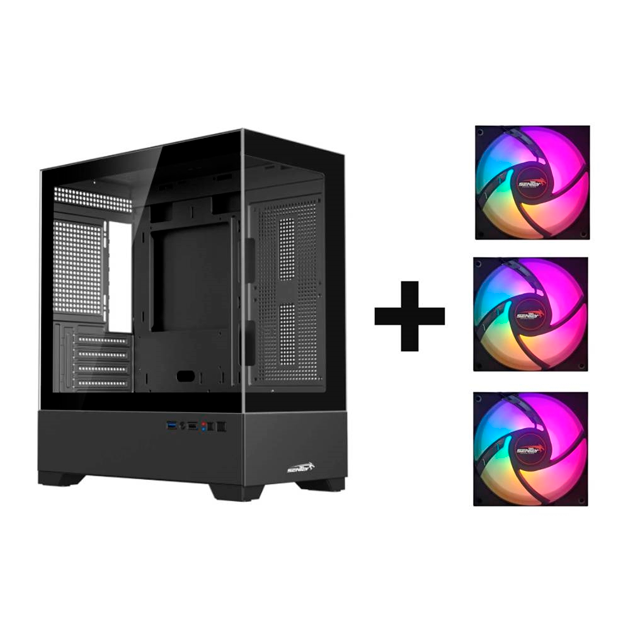 Gabinete Sentey H30 Black Templado USB 3.0 3x12cm FRGB