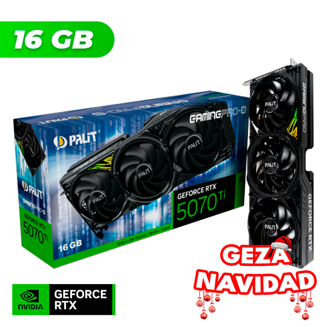 NAVIDAD Placa de Video Palit NVIDIA GeForce RTX 5070 TI GAMING PRO S 16GB GDDR7