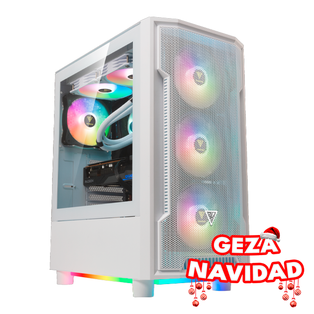 NAVIDAD Gabinete Gamdias Athena M6 Lite White Underglow Templado 4x12cm ARGB