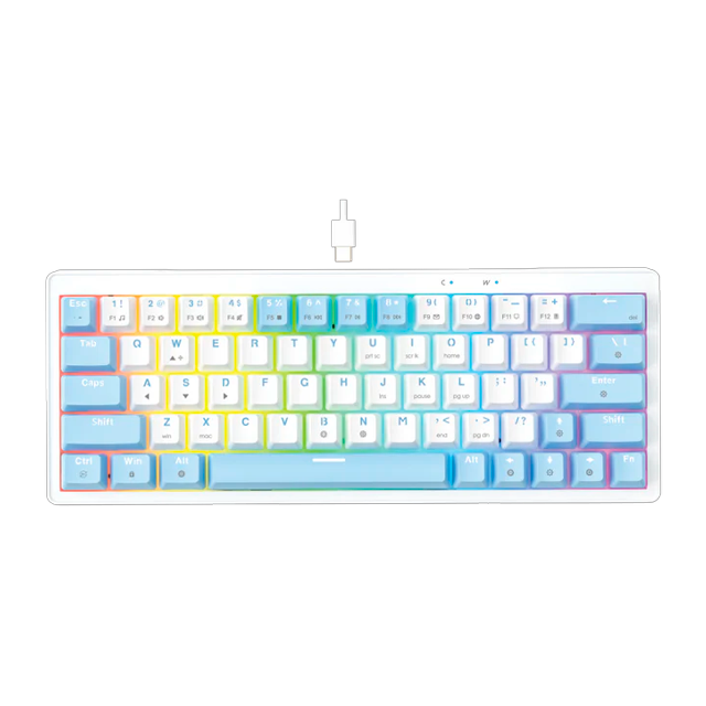 Teclado Fantech Atom X63 MK611 RGB Ame White Mecánico Mini 60% Switch Red Inglés