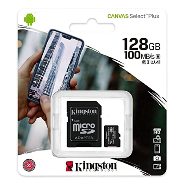 Micro SD Kingston 128GB Canvas Plus 100Mb/s Clase 10