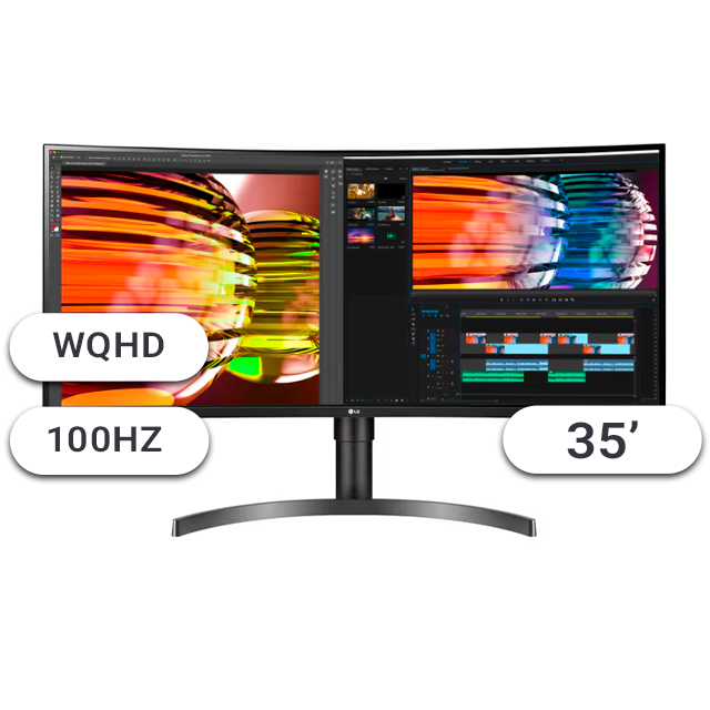 Monitor LG 35 UltraWide WQHD 35WN75C-B 100HZ HDR Curvo Parlantes