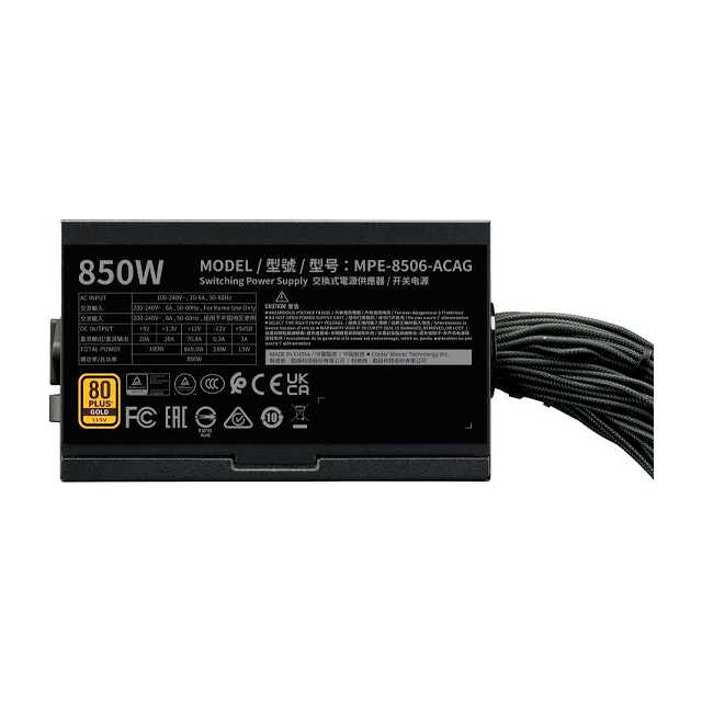Fuente Cooler Master MWE V3 850W 80 Plus Gold Full Modular ATX 3.1