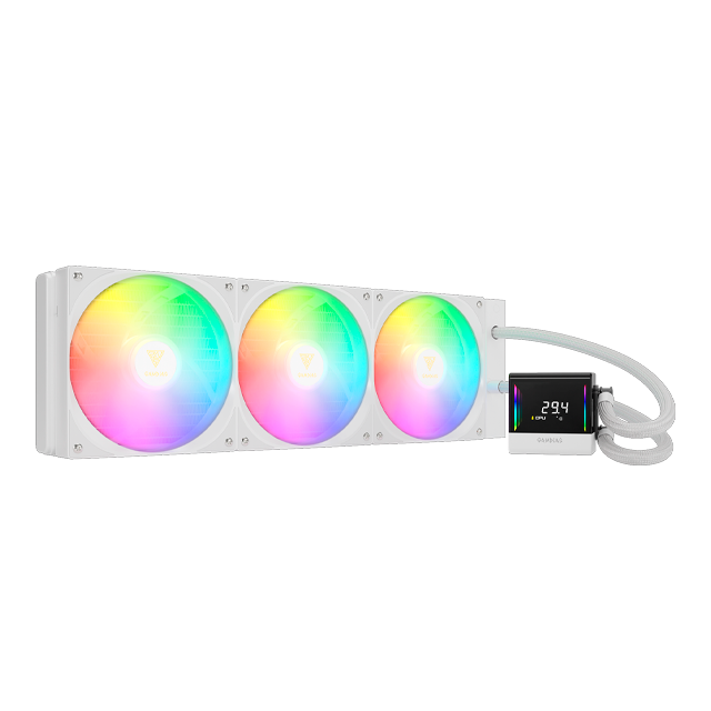 Cooler CPU Watercooler Gamdias Chione E4-420 LCD 420mm White ARGB