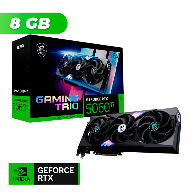 Placa de Video MSI NVIDIA GeForce RTX 5060 TI GAMING TRIO OC 8Gb GDDR7