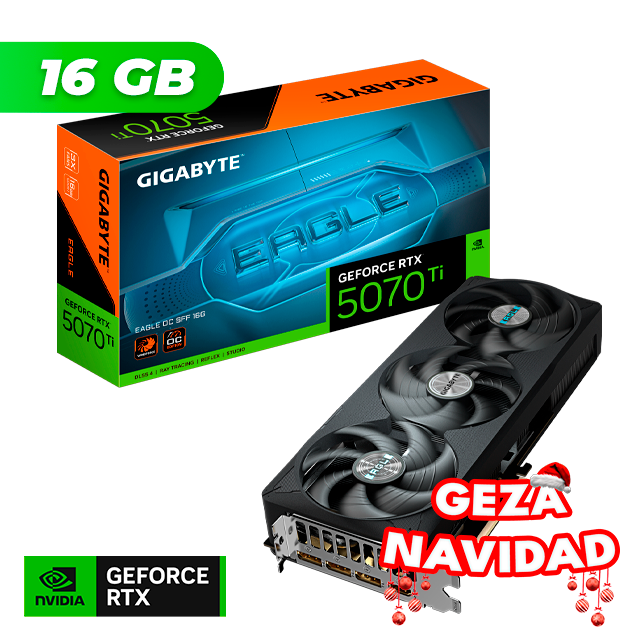 NAVIDAD Placa de Video Gigabyte NVIDIA GeForce RTX 5070 TI EAGLE OC SFF 16Gb GDDR7