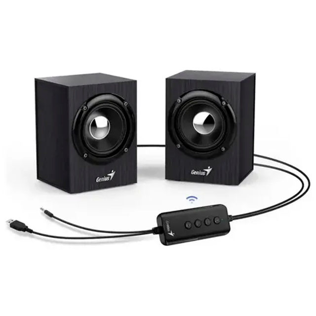 Parlantes Genius SP-HF385BT Madera Black Gray Bluetooth 10 Watts