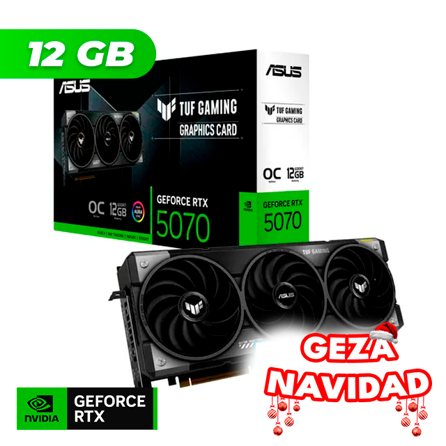 NAVIDAD Placa de Video ASUS NVIDIA GeForce RTX 5070 TUF GAMING OC 12GB GDDR7
