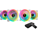 Cooler Fan KIT Gamdias Aeolus M2-1204R White ARGB (4x120mm + Controladora + Remoto)
