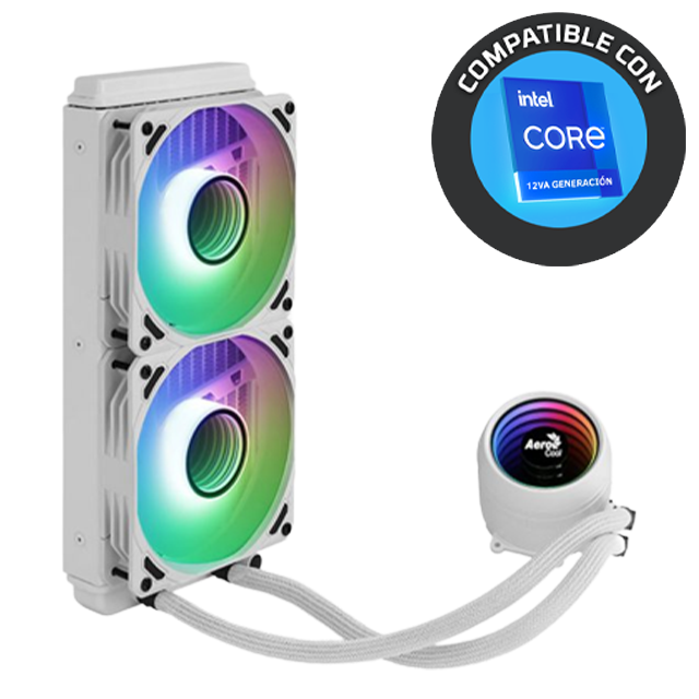 Cooler CPU Water Cooling Aerocool Mirage L240 White ARGB Intel/AMD (Compatible 12va)