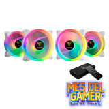 MES GAMER Cooler Fan KIT Gamdias Aeolus M2-1204R White ARGB (4x120mm + Controladora + Remoto)