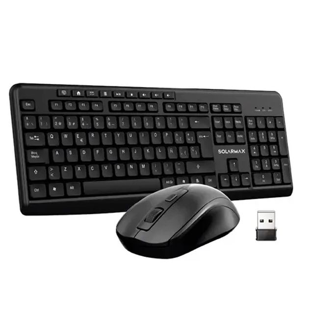 Kit Teclado y Mouse Solarmax KMC2300B Black Wireless