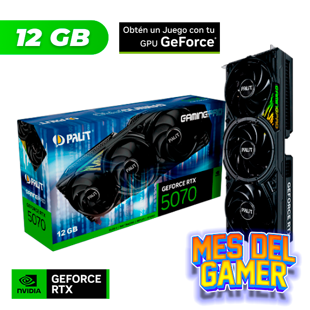MES GAMER Placa de Video Palit NVIDIA GeForce RTX 5070 GAMING PRO 12GB GDDR7