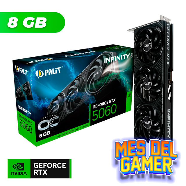 MES GAMER Placa de Video Palit NVIDIA GeForce RTX 5060 INFINITY 3 OC 8GB GDDR7