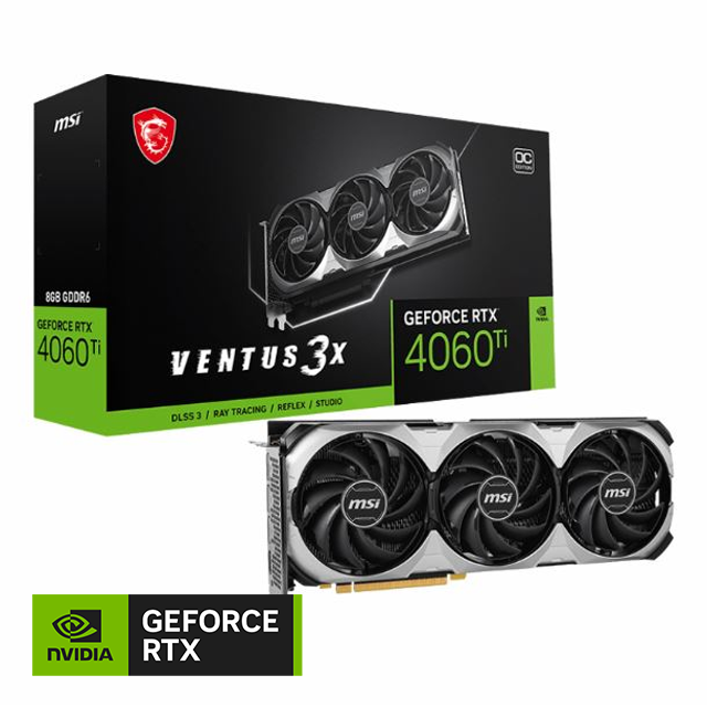 Placa de Video MSI NVIDIA GeForce RTX 4060 TI Ventus 3X OC 8Gb GDDR6