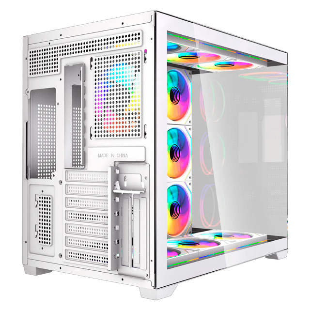 Gabinete Fantech Lumina X CG85X White Templado Panoramic 6x120mm ARGB