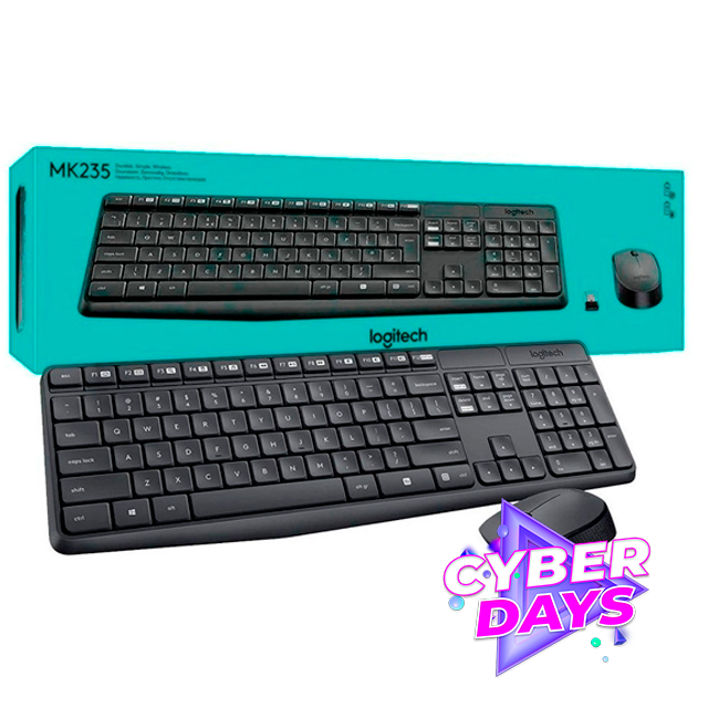 CYBER DAYS Kit Teclado y Mouse Logitech MK235 Inalámbrico Wireless