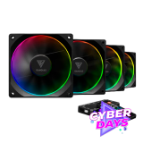 CYBER DAYS Cooler Fan KIT Gamdias Aeolus M3-1204R ARGB (4x120mm + Controladora + Control Remoto)