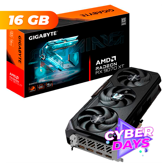 CYBER DAYS Placa de Video Gigabyte Radeon RX 9070 XT GAMING OC 16Gb GDDR6