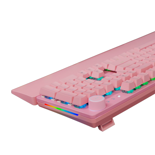 Teclado Fantech Maxpower II MK894 RGB Pink Knob Mecánico 100% Switch Lemon Zest Inglés