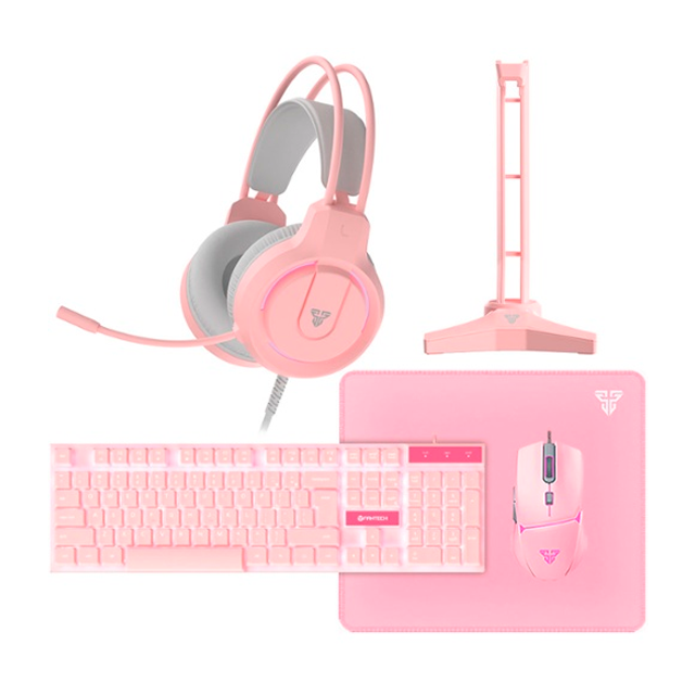 Kit Gamer 5 en 1 Fantech P51 Pink Teclado. Mouse. Pad. Auricular y Soporte