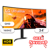 NAVIDAD Monitor LG 34 Ultrawide 34WP75C-B WQHD 160Hz HDR Curvo Parlantes