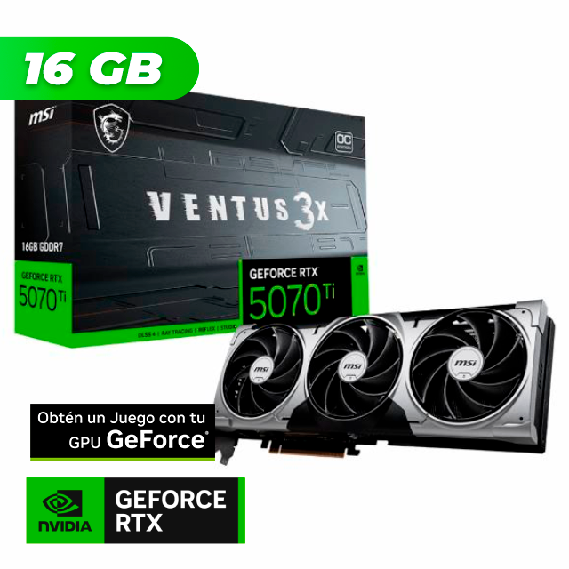 Placa de Video MSI NVIDIA GeForce RTX 5070 TI VENTUS 3X OC 16GB GDDR7 + BORDERLANDS 4